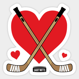 Love Heart Hockey Sticks Sticker